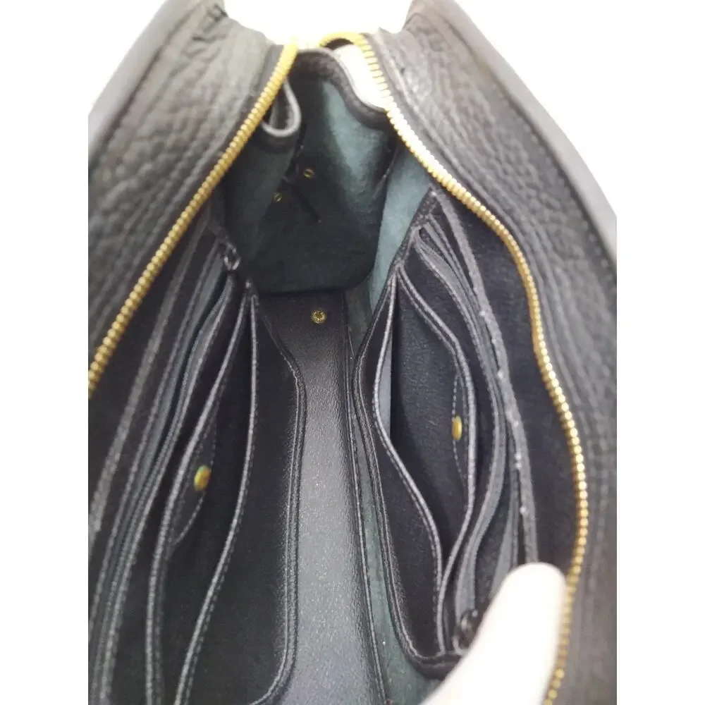 Doney & Bourke Black Leather Double Handles Zipper Satchel Bag - VTG_13